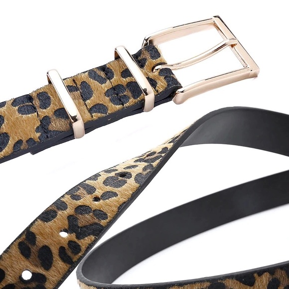 ❗️NEW SIZES❗️Belt With Leopard Pattern Gold Buckle - Picture 3 of 7